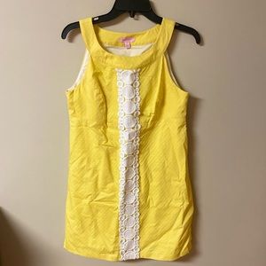 Lilly Pulitzer Yellow Mini Dress with White Lace